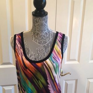 Calvin Klein maxi Rainbow diagonal stripes. Flattering. Rounded sleeveless